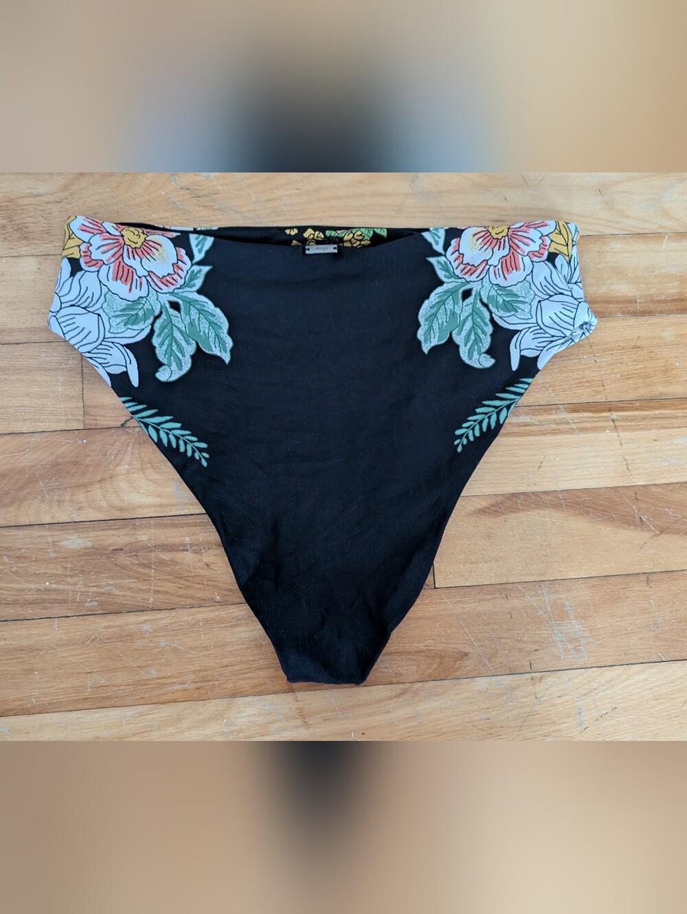 Maaji Reversible Black Floral Accent Bikini Bottom